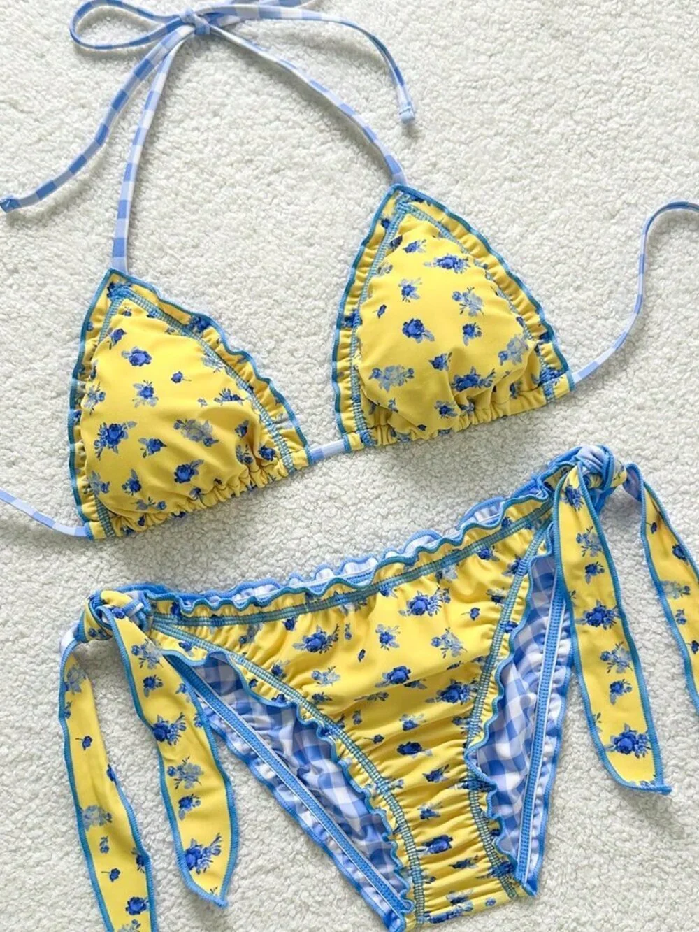Multicolor Beach Women's Bikini Set with Leopard Zebra Print and Tassel - Picture 7 of 8